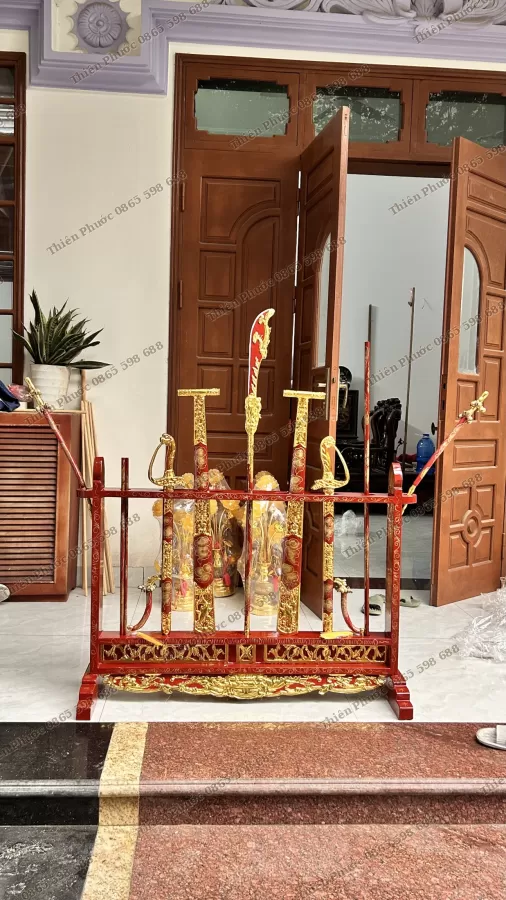 Bộ Pháp Khí Màu Đỏ - Bộ Binh Khí Đỏ I Đao, Kiếm, Hèo, Mái Chèo – ảnh 9 – mã DT-022-15