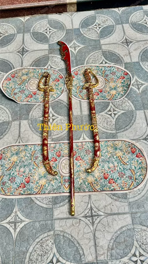 Bộ Pháp Khí Màu Đỏ - Bộ Binh Khí Đỏ I Đao, Kiếm, Hèo, Mái Chèo – ảnh 11 – mã DT-022-18