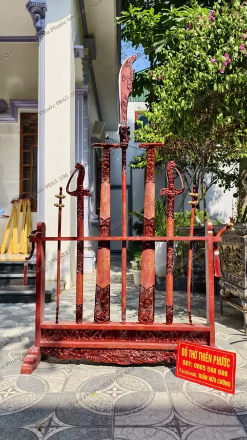 Bộ Pháp Khí Màu Đỏ - Bộ Binh Khí Đỏ I Đao, Kiếm, Hèo, Mái Chèo – ảnh 17 – mã DT-022-24