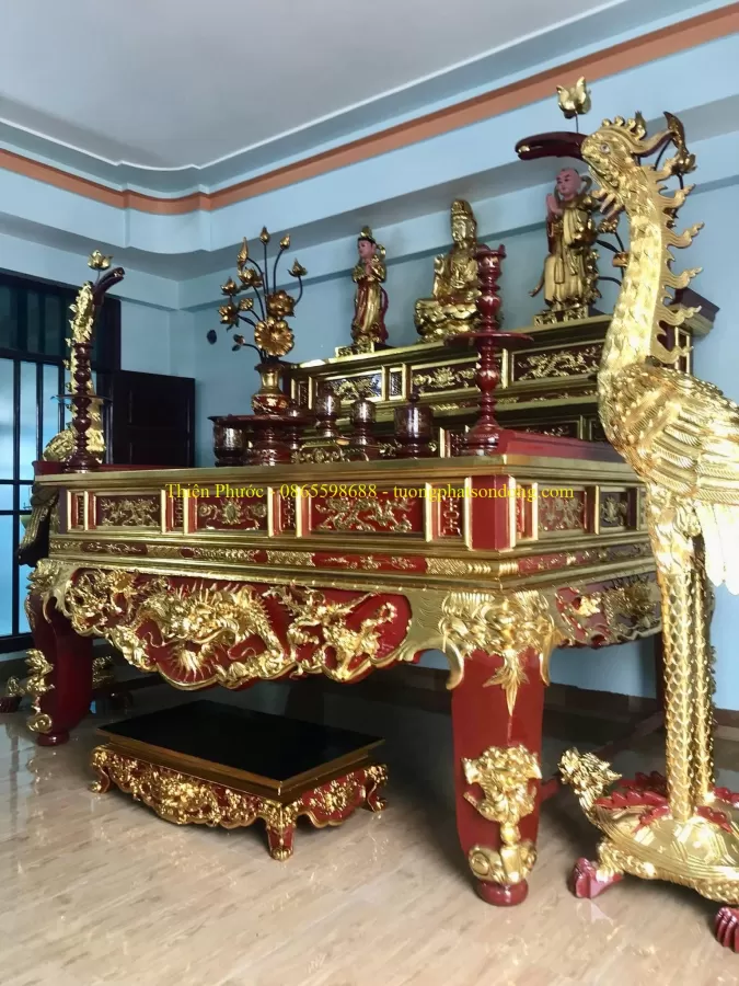 Sập thờ, Sập thờ nhị cấp, Sập thờ tam cấp, Ban chùa, Ban Điện – ảnh 5 – mã DT-004-06