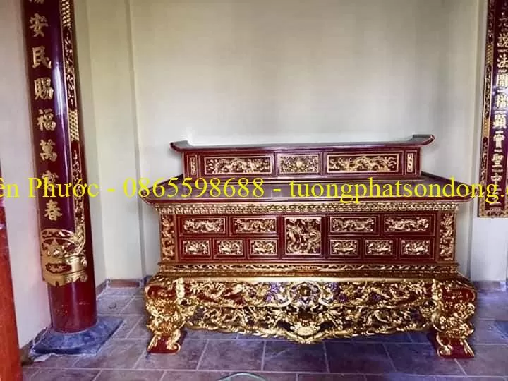 Sập thờ, Sập thờ nhị cấp, Sập thờ tam cấp, Ban chùa, Ban Điện – ảnh 34 – mã DT-004-08