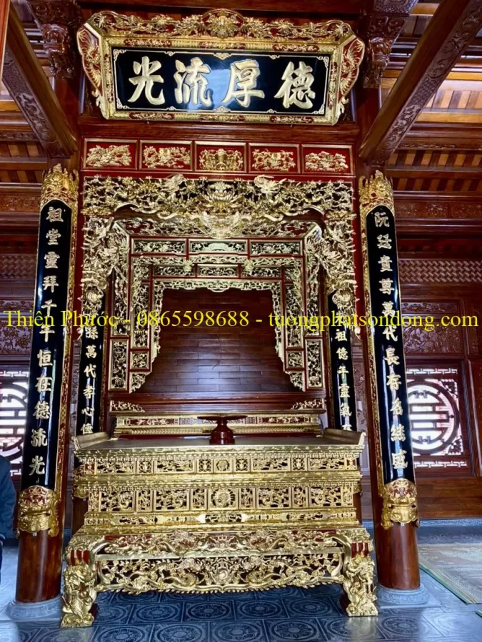 Sập thờ, Sập thờ nhị cấp, Sập thờ tam cấp, Ban chùa, Ban Điện – ảnh 7 – mã DT-004-10