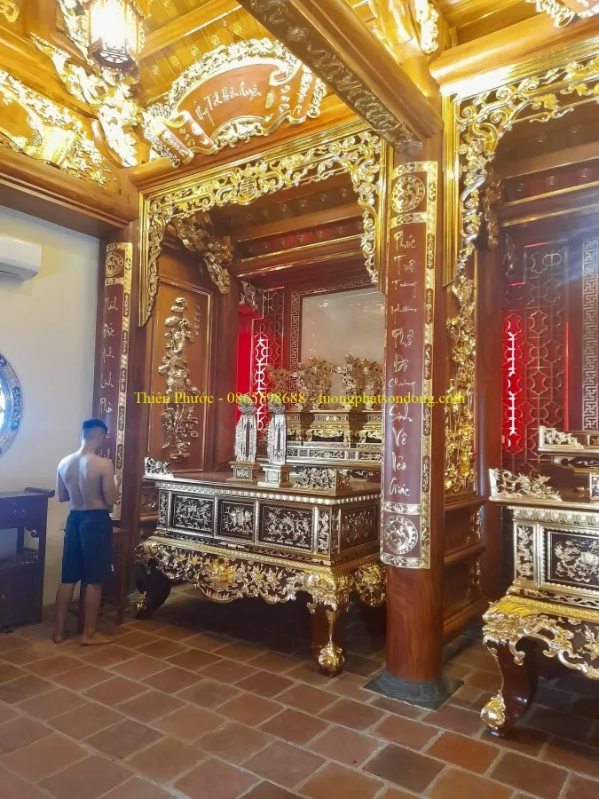 Sập thờ, Sập thờ nhị cấp, Sập thờ tam cấp, Ban chùa, Ban Điện – ảnh 12 – mã DT-004-15