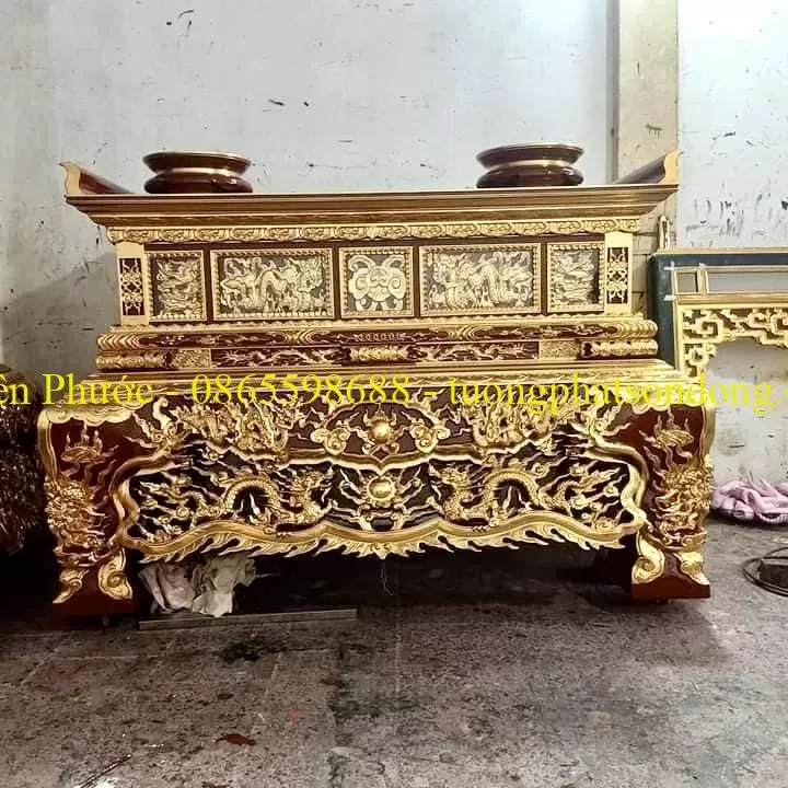 Sập thờ, Sập thờ nhị cấp, Sập thờ tam cấp, Ban chùa, Ban Điện – ảnh 35 – mã DT-004-17