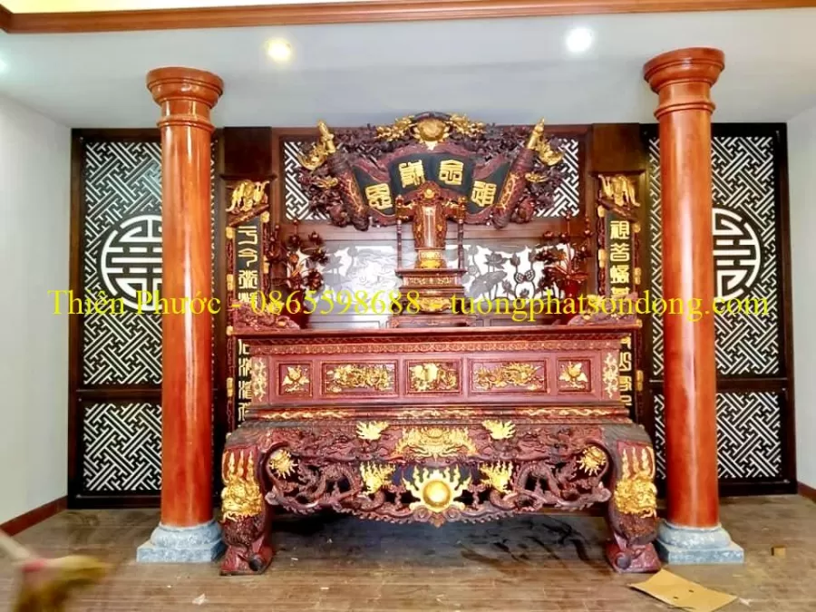 Sập thờ, Sập thờ nhị cấp, Sập thờ tam cấp, Ban chùa, Ban Điện – ảnh 36 – mã DT-004-18