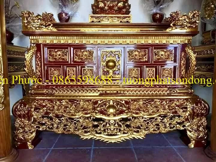 Sập thờ, Sập thờ nhị cấp, Sập thờ tam cấp, Ban chùa, Ban Điện – ảnh 37 – mã DT-004-19