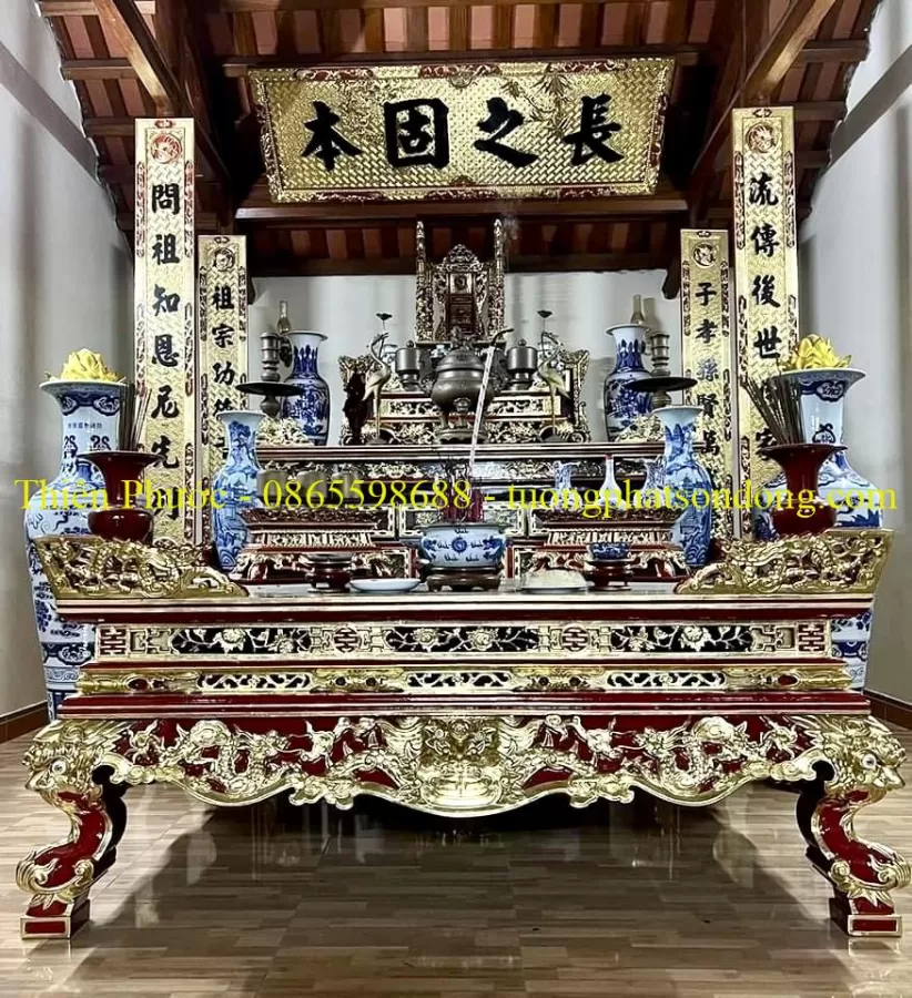 Sập thờ, Sập thờ nhị cấp, Sập thờ tam cấp, Ban chùa, Ban Điện – ảnh 38 – mã DT-004-20
