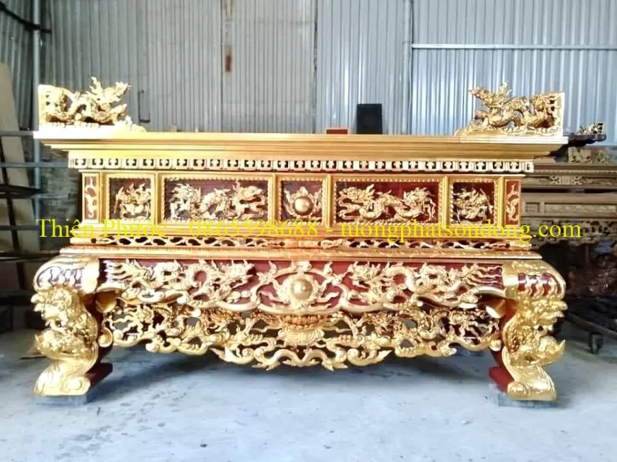 Sập thờ, Sập thờ nhị cấp, Sập thờ tam cấp, Ban chùa, Ban Điện – ảnh 39 – mã DT-004-21