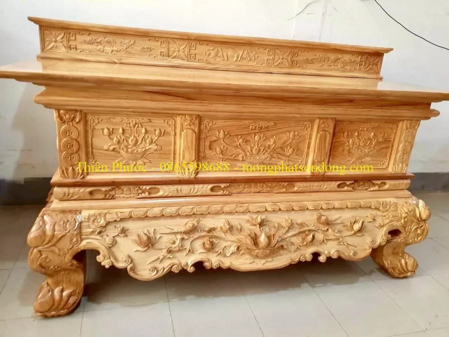 Sập thờ, Sập thờ nhị cấp, Sập thờ tam cấp, Ban chùa, Ban Điện – ảnh 24 – mã DT-004-32