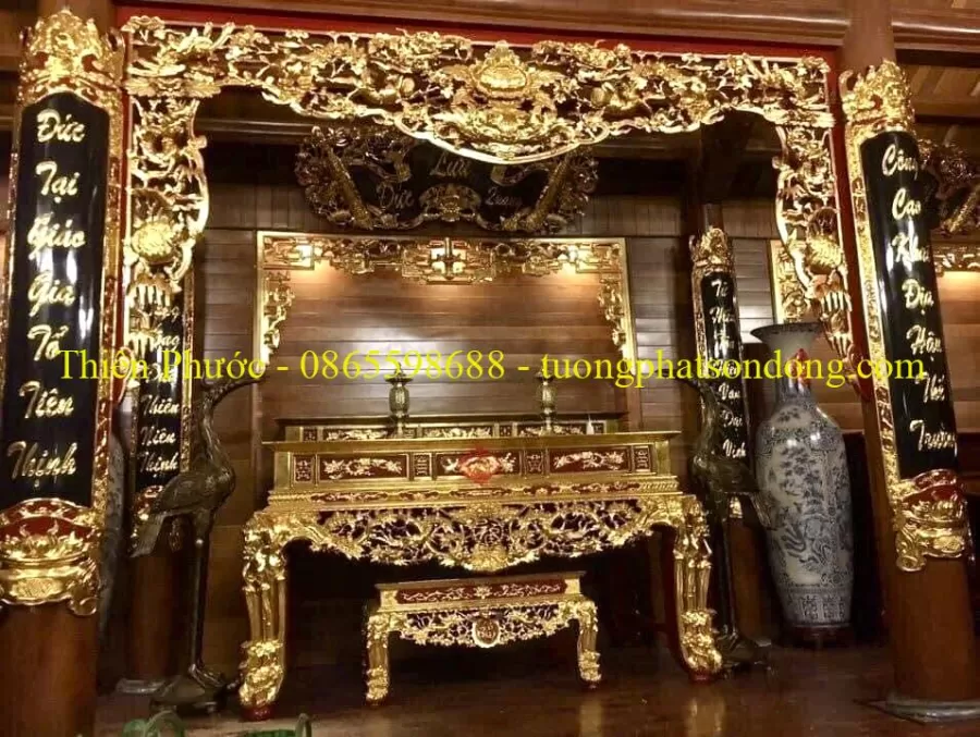 Sập thờ, Sập thờ nhị cấp, Sập thờ tam cấp, Ban chùa, Ban Điện – ảnh 40 – mã DT-004-34