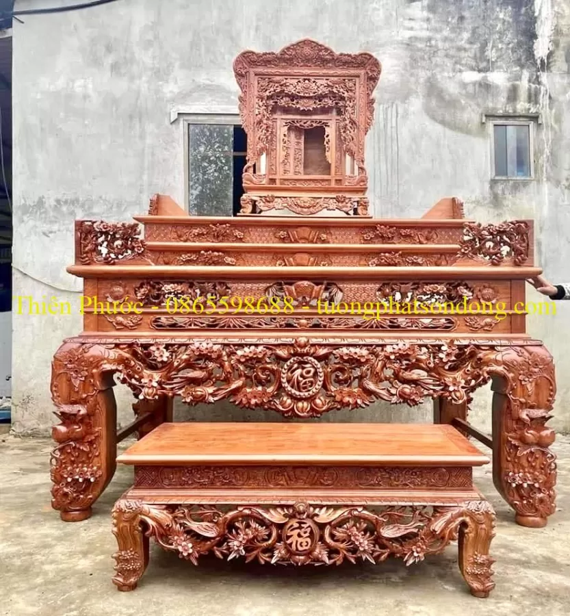 Sập thờ, Sập thờ nhị cấp, Sập thờ tam cấp, Ban chùa, Ban Điện – ảnh 42 – mã DT-004-36