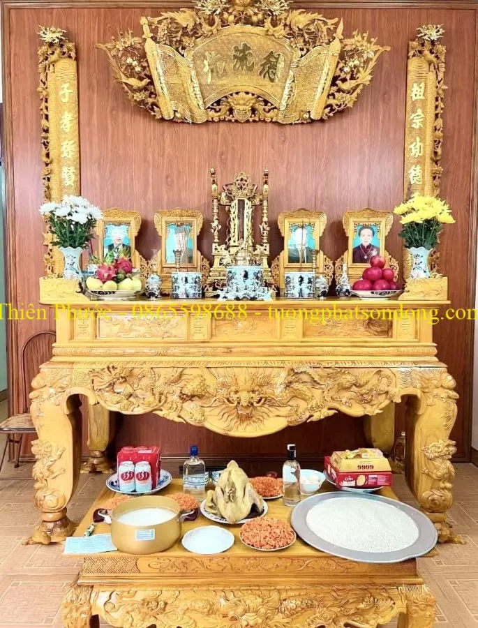 Sập thờ, Sập thờ nhị cấp, Sập thờ tam cấp, Ban chùa, Ban Điện – ảnh 26 – mã DT-004-37