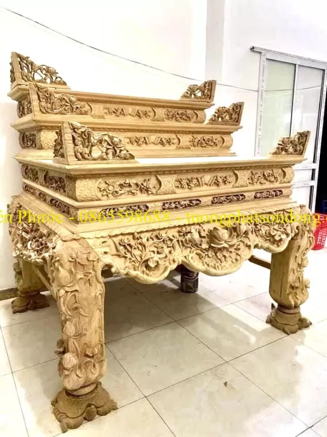 Sập thờ, Sập thờ nhị cấp, Sập thờ tam cấp, Ban chùa, Ban Điện – ảnh 46 – mã DT-004-44