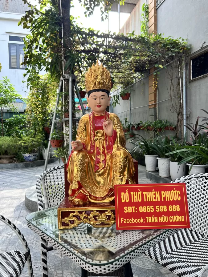 Tượng Mẫu Cửu Trùng Thiên Gỗ Mít Ta Sơn Son Thếp Vàng – ảnh 2 – mã TTP-094-02