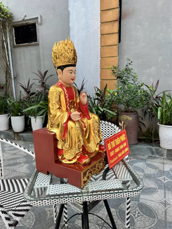Tượng Mẫu Cửu Trùng Thiên Gỗ Mít Ta Sơn Son Thếp Vàng – ảnh 3 – mã TTP-094-03