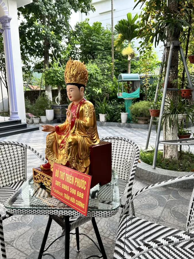 Tượng Mẫu Cửu Trùng Thiên Gỗ Mít Ta Sơn Son Thếp Vàng – ảnh 5 – mã TTP-094-05