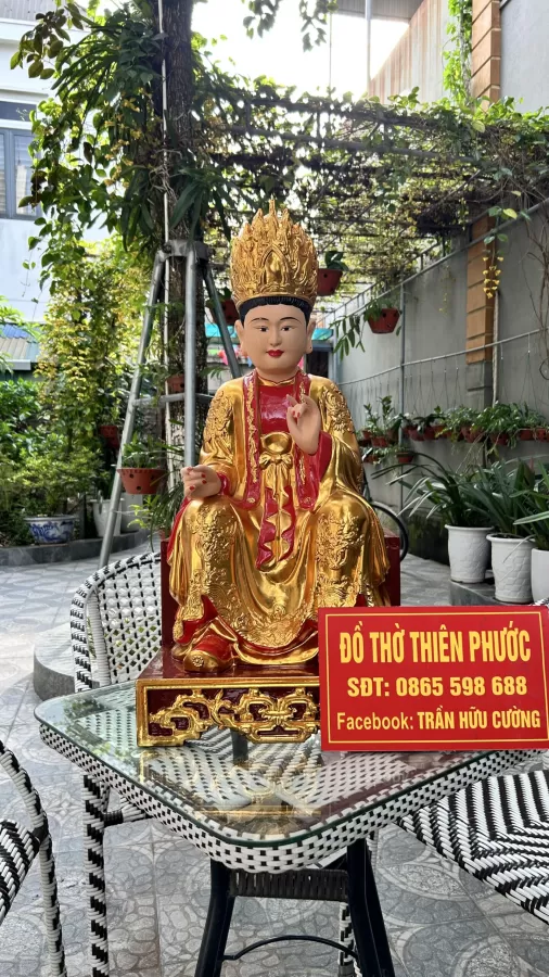 Tượng Mẫu Cửu Trùng Thiên Gỗ Mít Ta Sơn Son Thếp Vàng – ảnh 8 – mã TTP-094-08