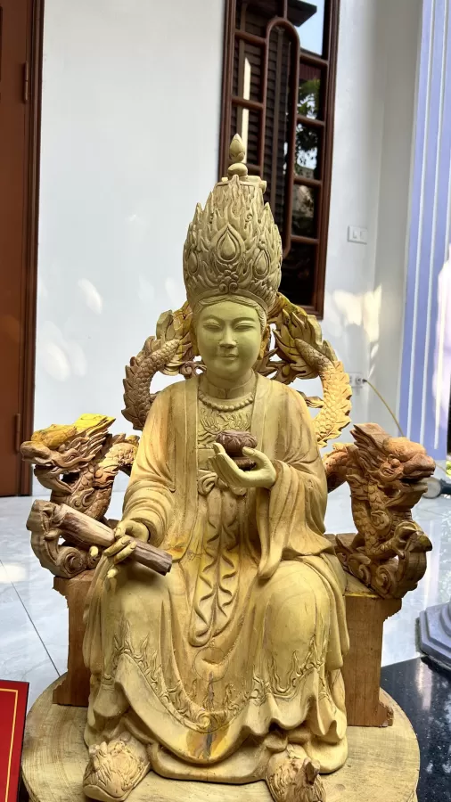 Tượng Mẫu Cửu Trùng Thiên Thếp Vàng 9999 – mã TTP-089