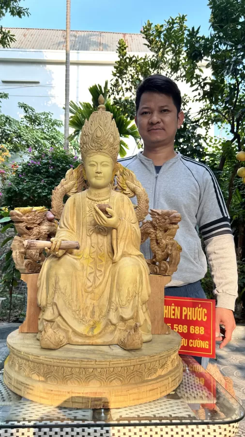 Tượng Mẫu Cửu Trùng Thiên Thếp Vàng 9999 – ảnh 3 – mã TTP-089-03