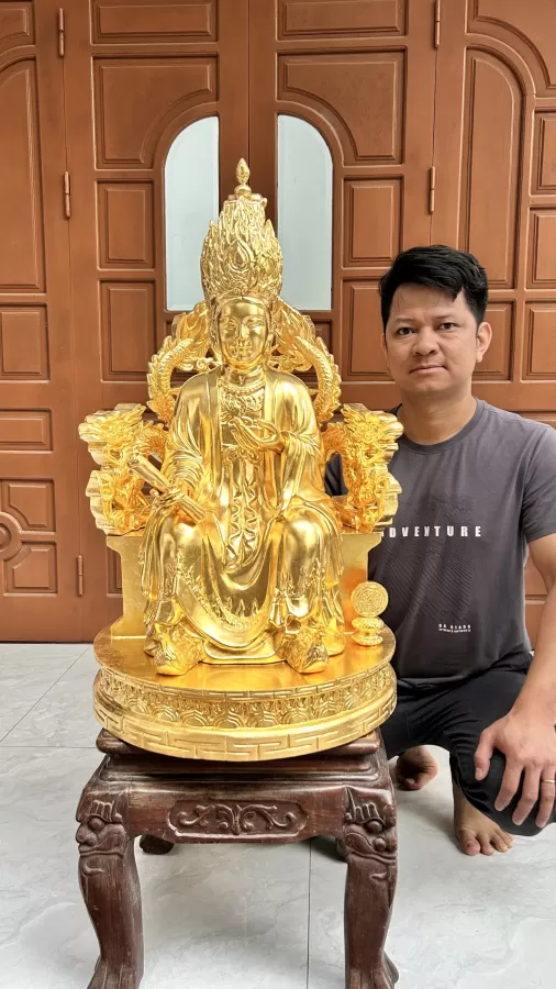 Tượng Mẫu Cửu Trùng Thiên Thếp Vàng 9999 – ảnh 6 – mã TTP-089-06